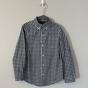 Janie and Jack Gingham Poplin Classic Navy and White Boys Shirt